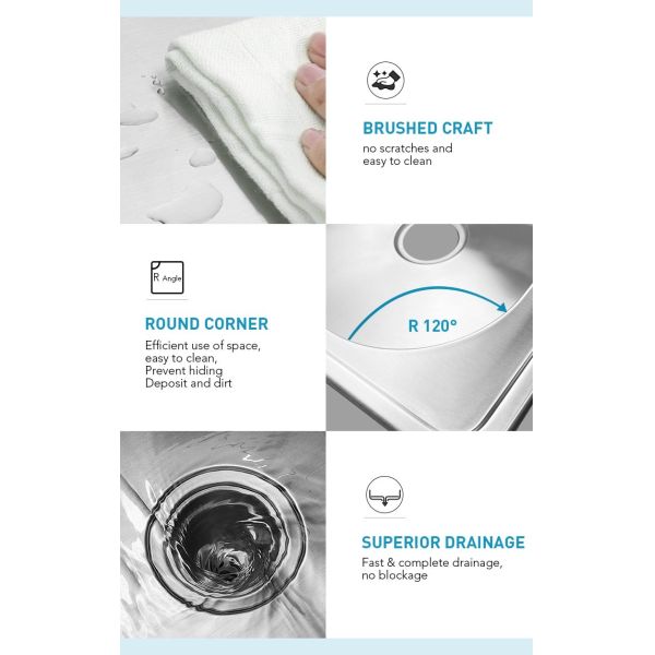 Top Mount SUS304 Single Bowl Drop In Kitchen Sink 20 Gauge With Satin Polished Finish