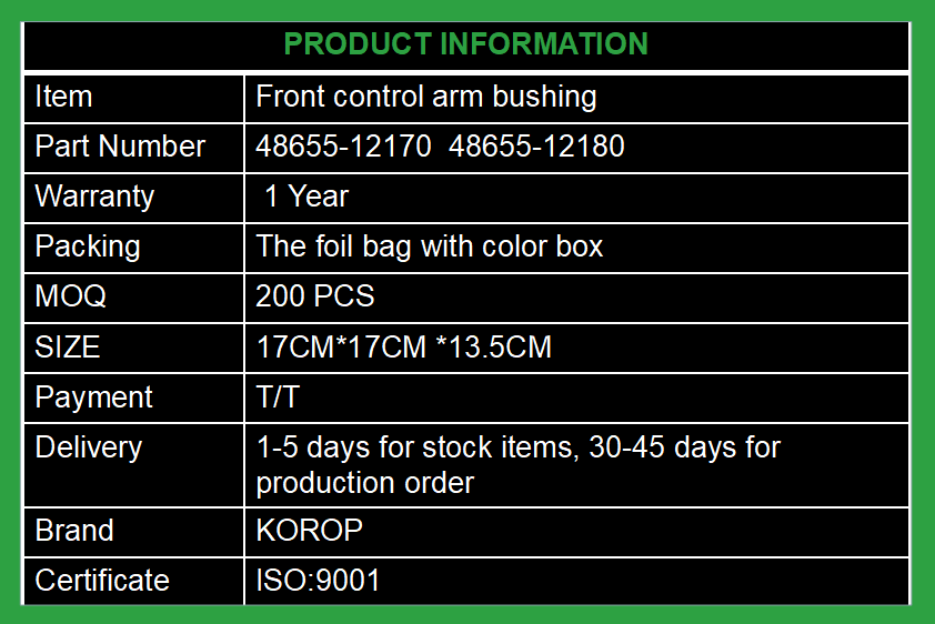 48655-12170 передняя более низкая конюшня сопротивления резиновых кустов зада руки контроля низкотемпературная