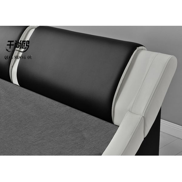 Apartment LED Upholstered Bed Shine Crystal Buckle Leather Bed