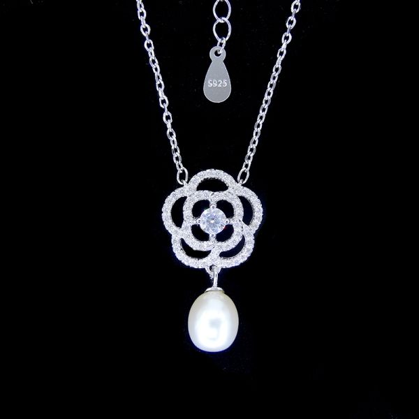 Реальный естественный пресноводный родий ожерелья серебра жемчуга покрытый для подарка/партии