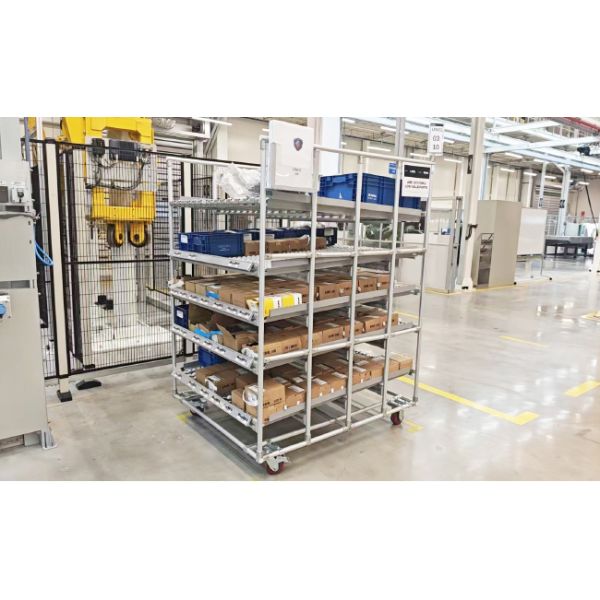 Third Generation Aluminum Alloy Lean Pipe Material Rack For Automotive Parts Lean Tube Trolley Rack For Auto Parts Storage and Transportation