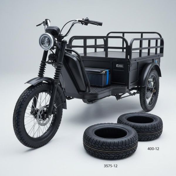 Hydraulic Braking Front Shock Absorber Electric Cargo Tricycle Rear Carrier Battery Position And Tyres 350 12 375 12 400 12