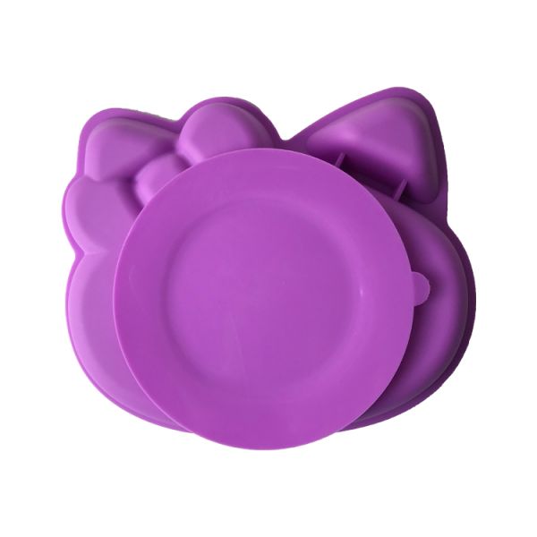 Cartoon Kitten Shape Silicone Feeding Sets Bpa Free Baby Plates