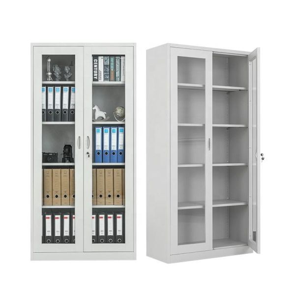 Modern Steel Glass Swing Door Cupboard Powder Coating