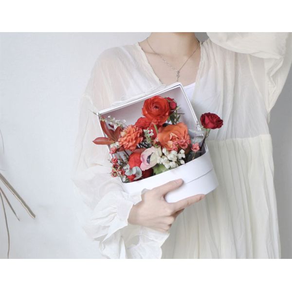 Esboço redondo criativo colorido de rosas embalagem de presente caixa de flores de papel para presentes de luxo