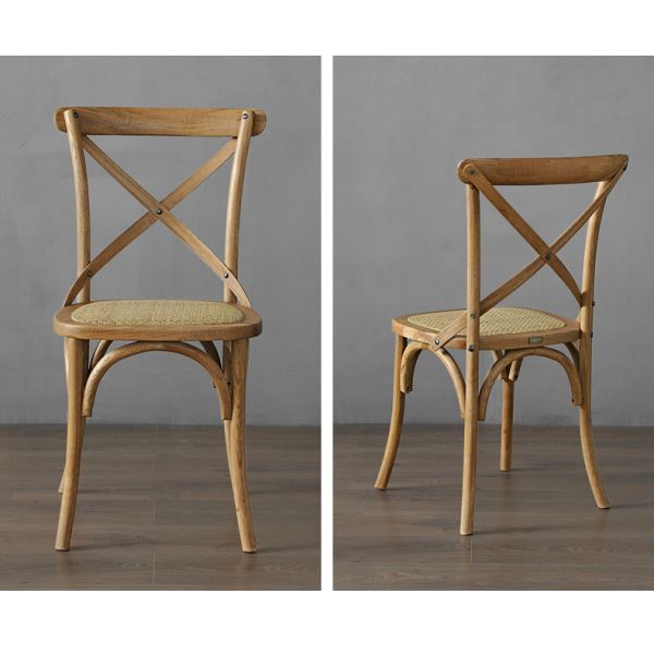 Event rental wedding oak wood cross back chair rattan set X back chair event wedding cushion chair