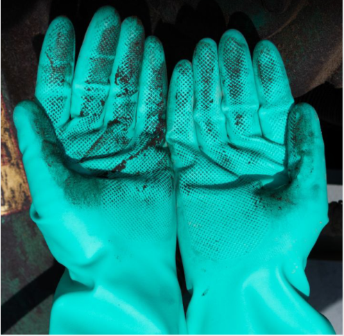 18 Mil Chemical Gloves Nitrile Industrial Work Use Flocked Lining Nitrile Glove