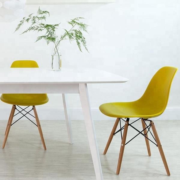 Promotional Plastic Restaurant Chairs With Solid Beech Wood Legs
