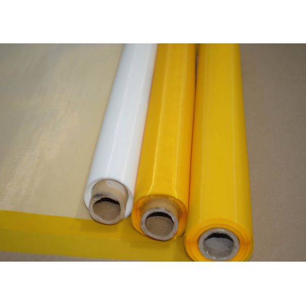 White / Yellow Polyester Monofilament Screen Fabric Mesh For Textile Plain Weave Type