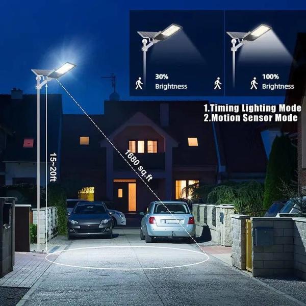 Gray High Lumen Solar Outdoor Lights IP67 100 Watt LED Solar Street Light Waterproof