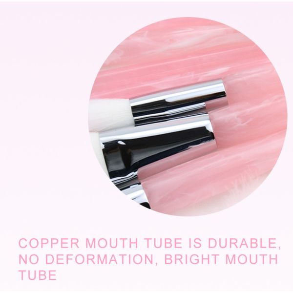 Luxury Cosmetic Makeup Brush Set resin or rose quartz handle copper ferrule