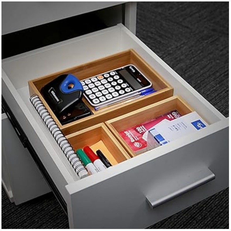 Multifunctional Bamboo Drawer Storage Box for Kitchen Various Sizes with Compartmentalized Storage Multifunctional Wood Drawer