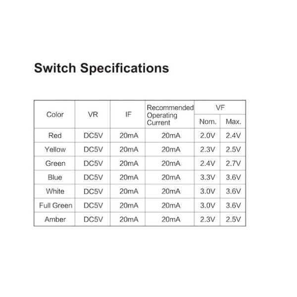 Long Life Illuminated Vertical Tact Switch