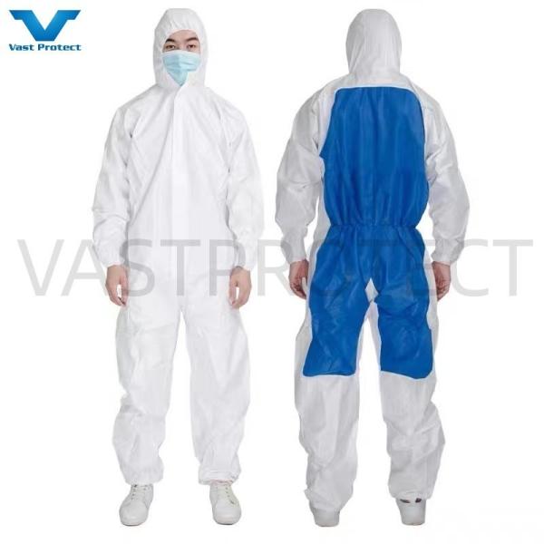 VPT621 PPE de segurança industrial impermeável respirável químico roupa de uso descartável branca