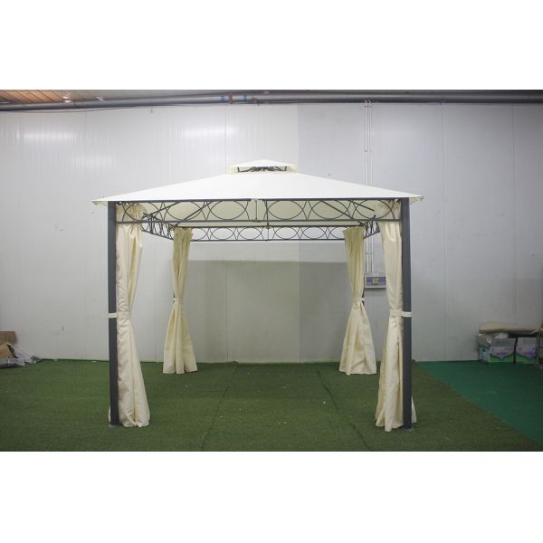 Large Outdoor Wrought Iron Backyard Furniture with PA Coated Cover 3*3*2.8m Pavilion