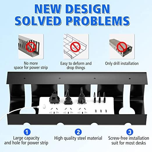Living Room Desk Cable Tray Single Tier Metal Cable Hanging Brackets for Organization