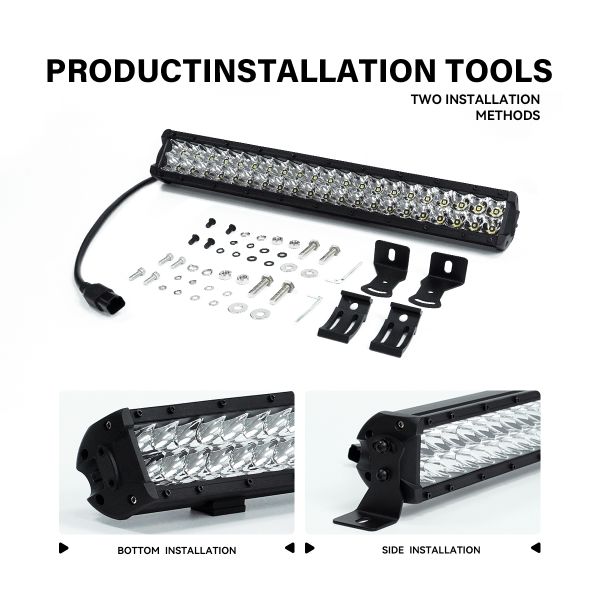 Ultra Bright 12V Amber LED Light Bars 10-52 Inches Waterproof for Off Road Truck UTV