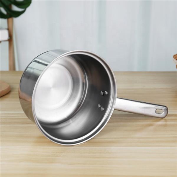 18cm Long handle stainless steel 410 milk pot cooking cookware with glass lid