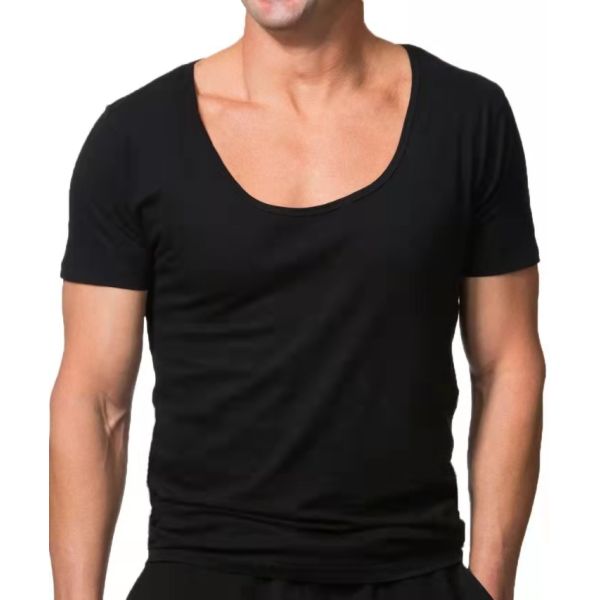 Customize Logo O V Neck Casual Sports Tshirt in 100% Combed Cotton Pre-shrinkage