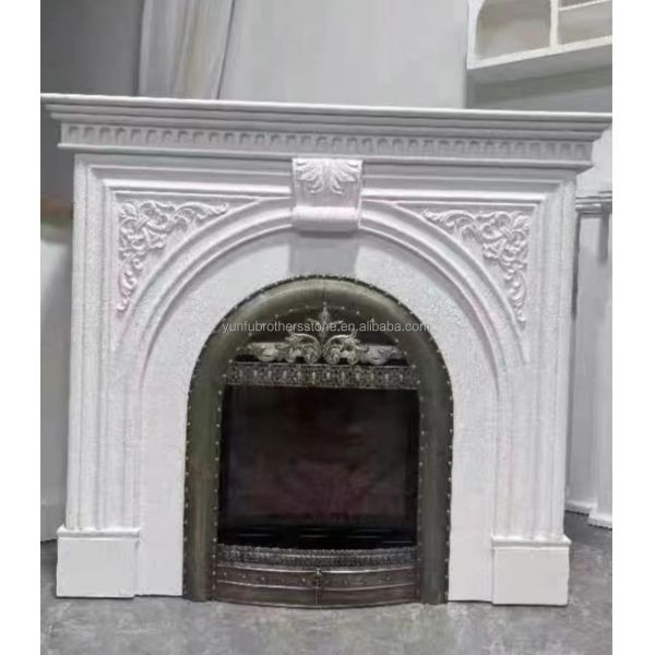 Villa Living Room Fireplace Surrounds Modern Indoor Marble Stone Fireplaces Customized