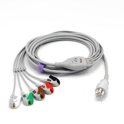 Conector paciente 3.6m do furo do diâmetro 6 do cabo 5.0mm da ligação ECG de Colin 5 por muito tempo
