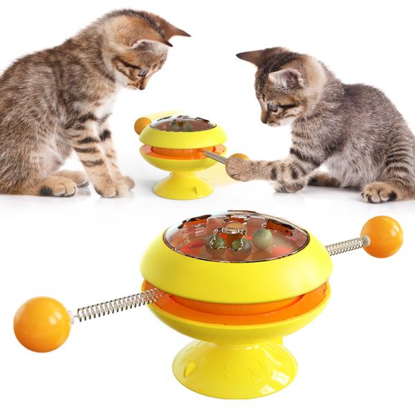 Catnip Ball Gyro Interactive Pet Toys Rotating Windmill Cat Toy ABS Turntable Function