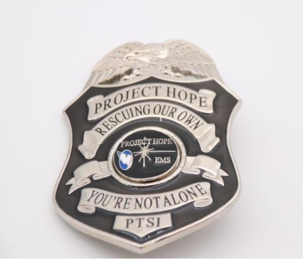 Shinny Silver Plating Zinc Alloy 4inch Metal army and police badge