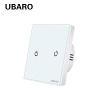 UABRO UE/Royaume-Uni Standard 2Gang Lumière murale Commutateur tactile Panneau de verre de luxe Indicateur LED 220V 10A 5-300W/Gang