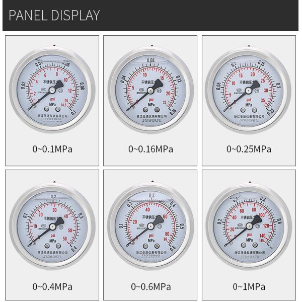 60mm Nominal Diameter Natural Gas Pressure Gauge with Complete Stainless Steel Design