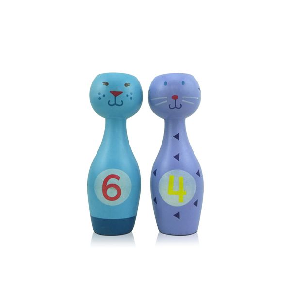 Personalizado animal lindo juguete de pelota de bolos de madera padre-hijo interactivo juguete de educación temprana