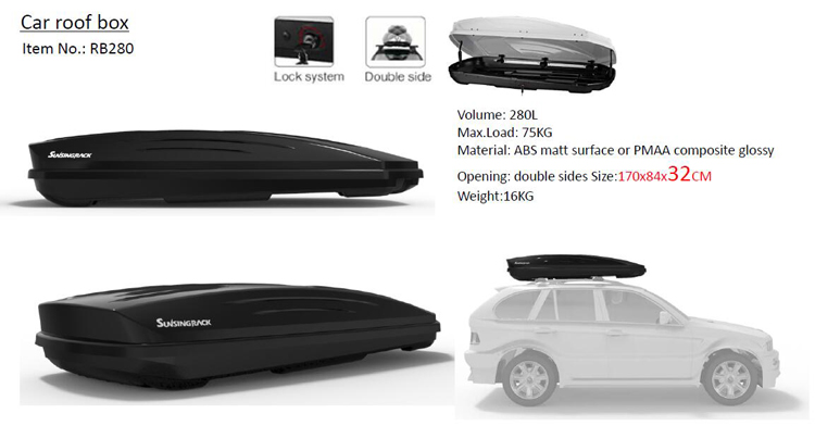 Sunsing Hot Selling ABS Waterproof Sports Style Plastic Cargo Box  for  Car Roof Top Hitch Mount Accessor