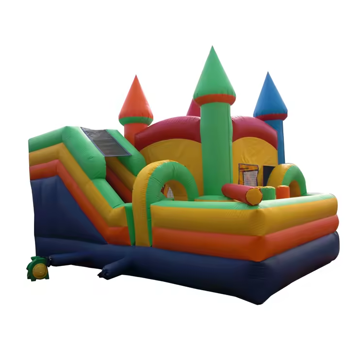 Summer Swimming Games Mini Inflatable Castle with Water Slide Blower Combo PVC Material