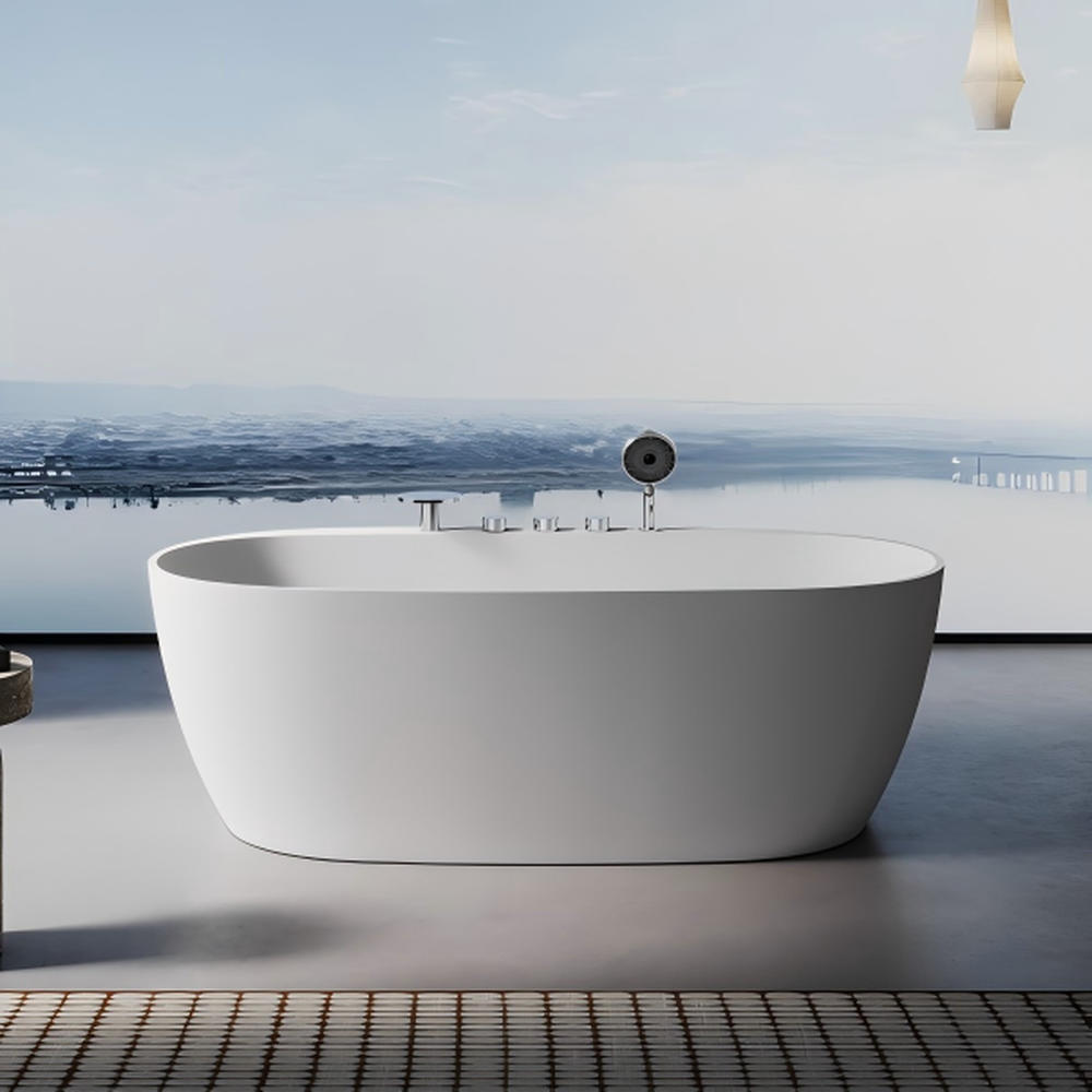 Contemporary Stone Resin Soaking Tub Free Standing Bath 1400mm OEM
