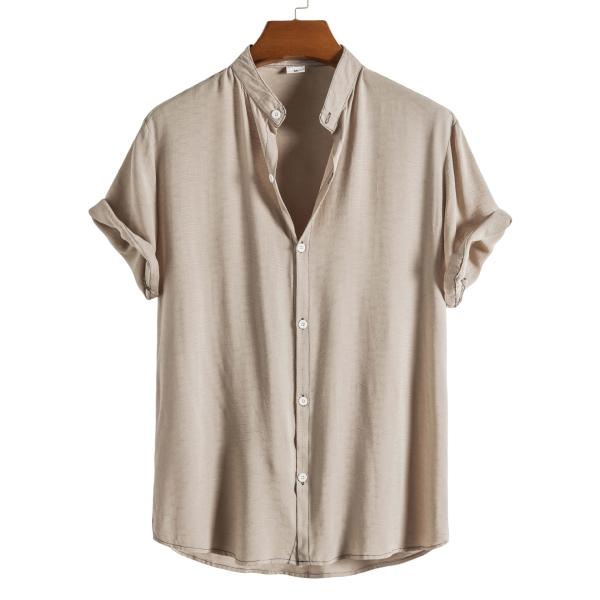 Camiseta de manga curta Casual Homem T-Shirt V-Neck Oversized Linho Shaper Refrigerante 100% algodão