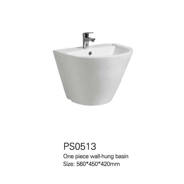 European Style White Modern Sink Wall Hung Porcelain Half Pedestal Hand Wash Basin