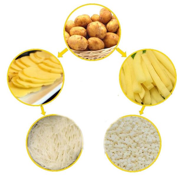 Electric Vegetable Dicer in Vegetable Processing Plant Cut Potatoes Carrots Asparagus and More