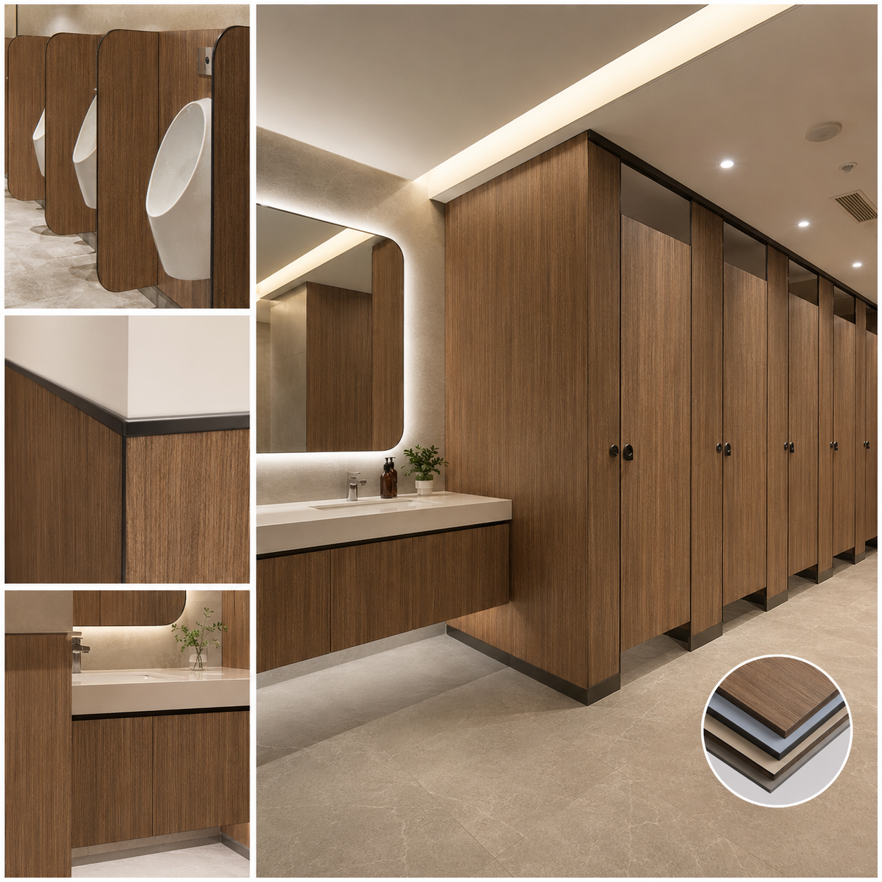 Custom HPL Compact Laminate Public Toilet Partition System