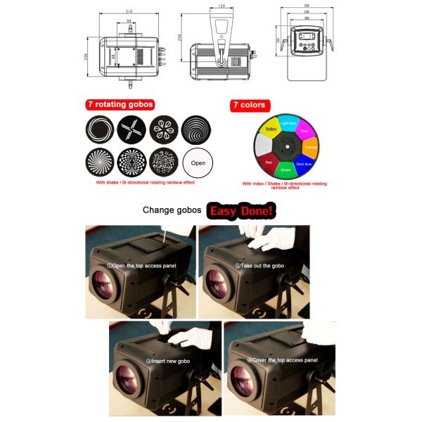 Nebula Lighting 100W Fixed Focus IP65 LED Gobo Projector for Outdoor Advertising