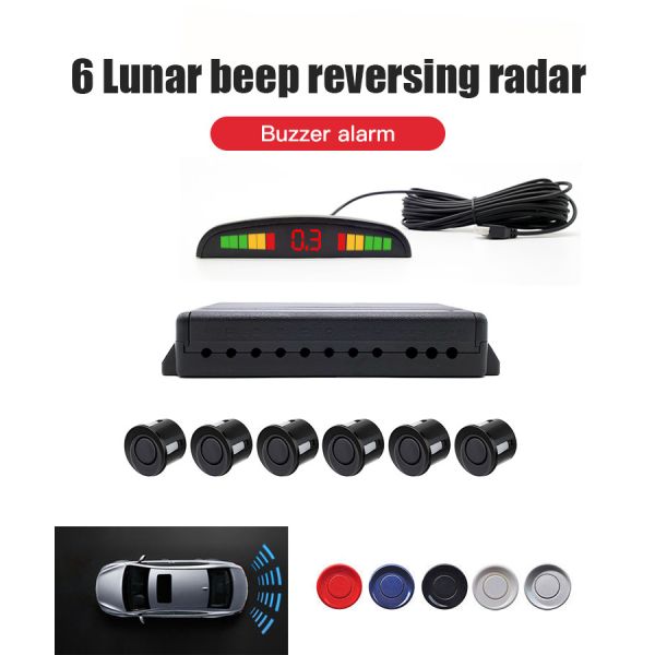  6 Sensors LED Parking Sensor, Automatic Parktronic Reversing Buzzer Parking Radar Monitor for Honda Civic