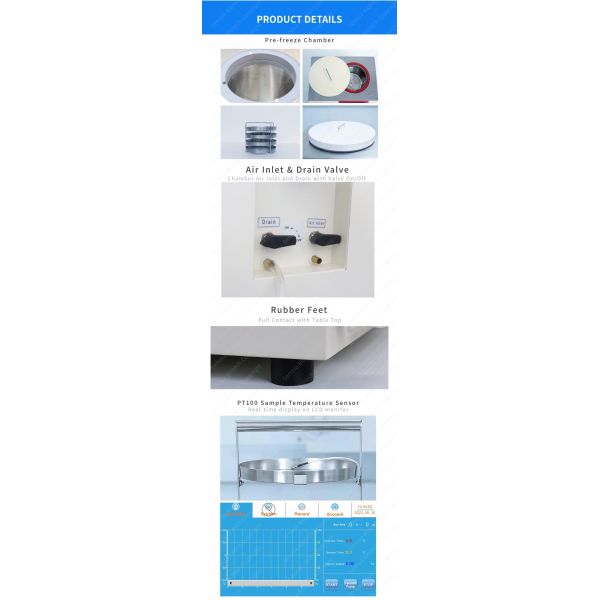 -60C 6Kg Vertical Freeze Dryer Programmable Shelf Heating Laboratory Freeze Dryer