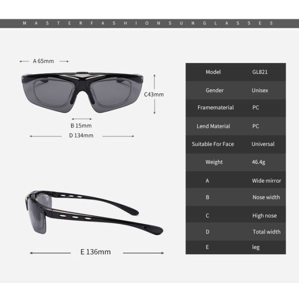 Windproof BSCI 134MM Rimless Sports Sunglasses 5 Lens Polarized Cycling