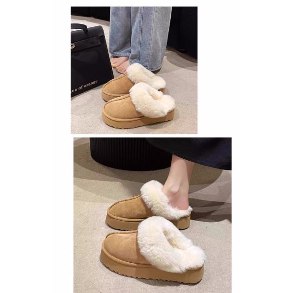 Factory Custom Cowhide Height-Increasing Women'S Outdoor Thick-Soled Slippers for winter wear
