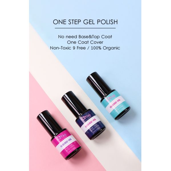 Vernis à ongles gel 1 étape organique service personnalisé, certifié CPSR, 48 couleurs, volume 10 ml