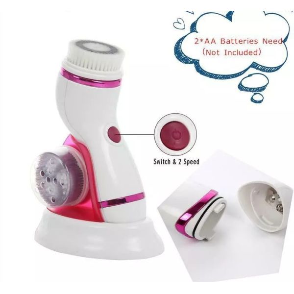 4 In 1 Facial Cleansing Brush Electric Sonic Vibration Face Scrubber Massage