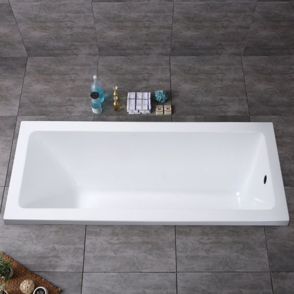 Rectangular Simple Drop in Acrylic Bathtubs Panels Drainage Accessories and Package Size