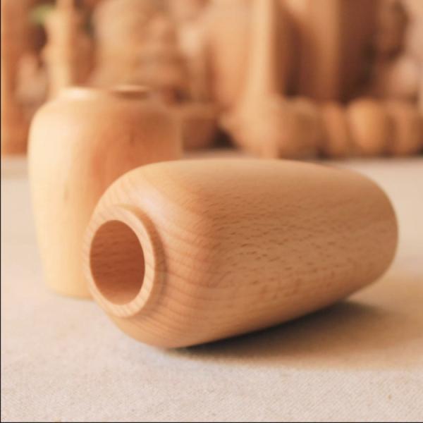 Home Wood Vase Craft Decor Statue Cute Handmade Wooden Figurines Carving Wooden Decoration Orname