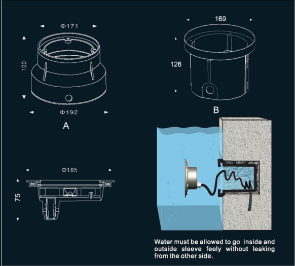 Stainless Steel IP68 Waterproof 12v RGB Underwater Submersible Led Light for Pool