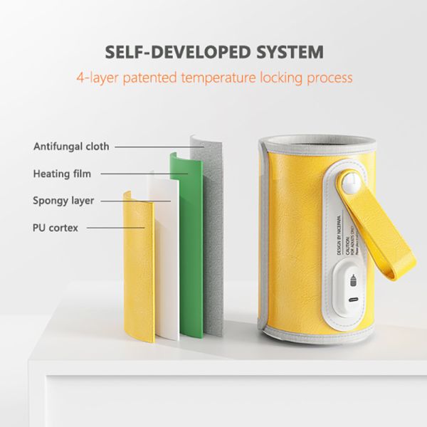 Heated Feeding Infant Bottle Warmer USB PVC Free Insulation Thermostat For Travel