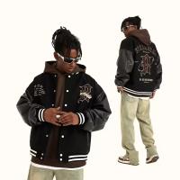 Logo personnalisé Patchwork Vêtements de rue Chanille Broderie en cuir d'hiver Bombardier Letterman Hommes Jacket universitaire fabricant pour hommes
