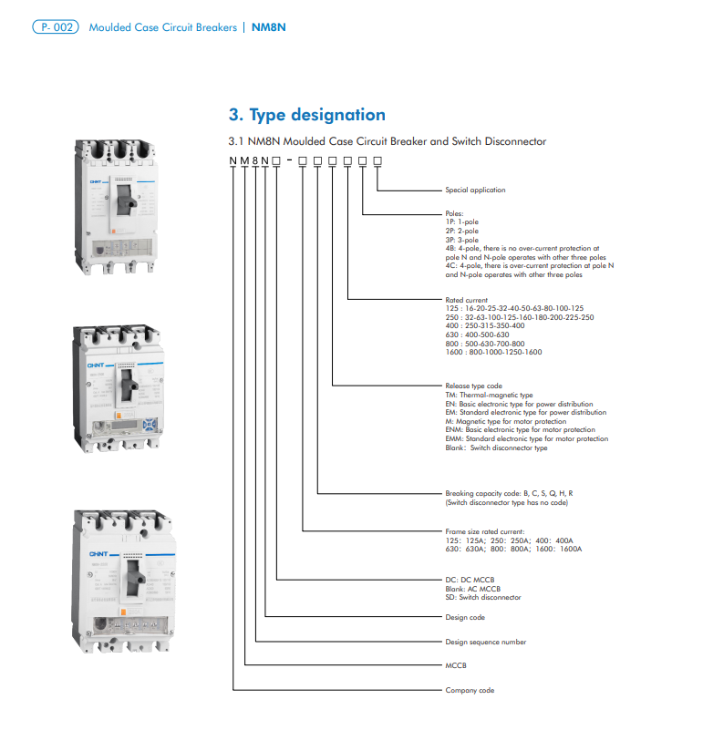 MCCB Plastic Case Circuit Breaker 125A 250A 400A 630A 800A For Circuit Protection